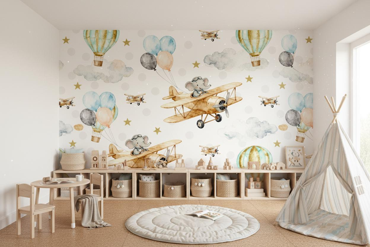 Cartoon dieren muurschildering - Baby Nursery Peel And Stick Wallpaper recensie en prijs