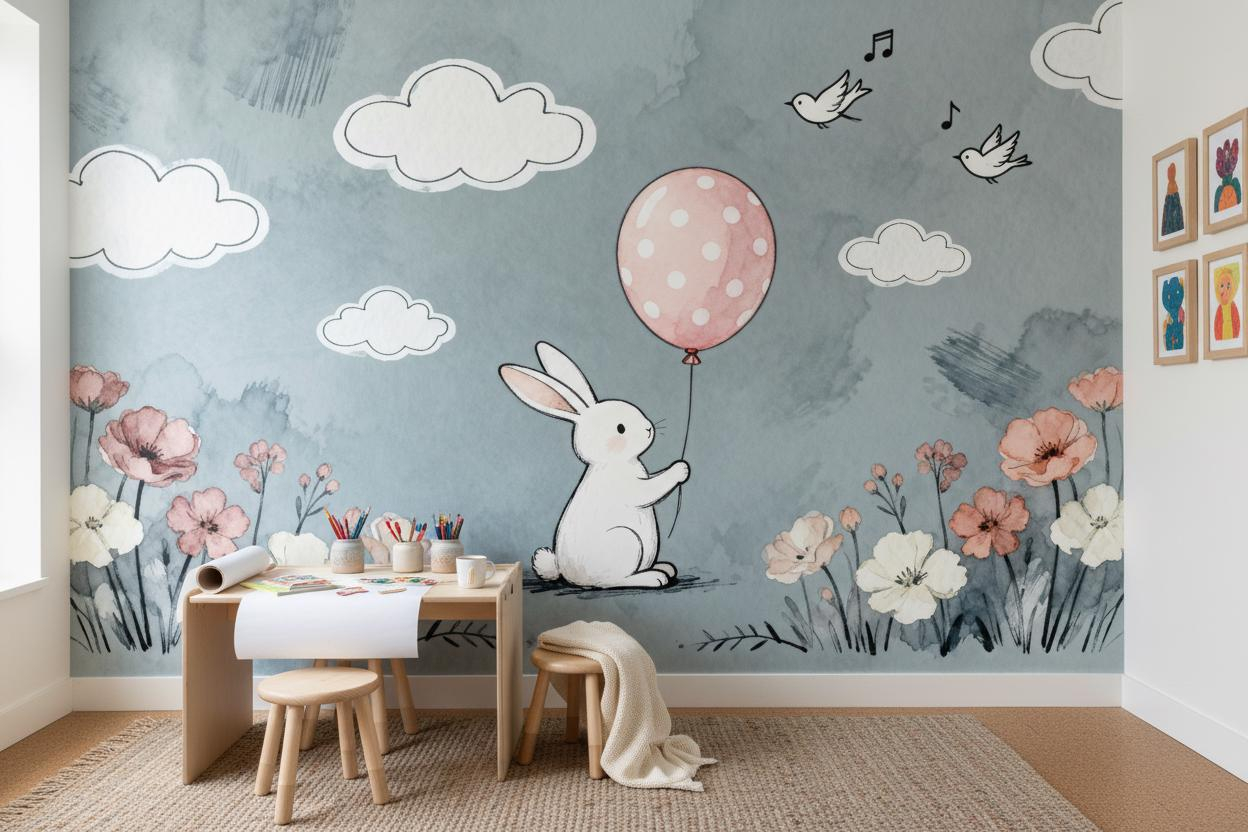 Cartoon dieren muurschildering - Baby Nursery Peel And Stick Wallpaper recensie en prijs